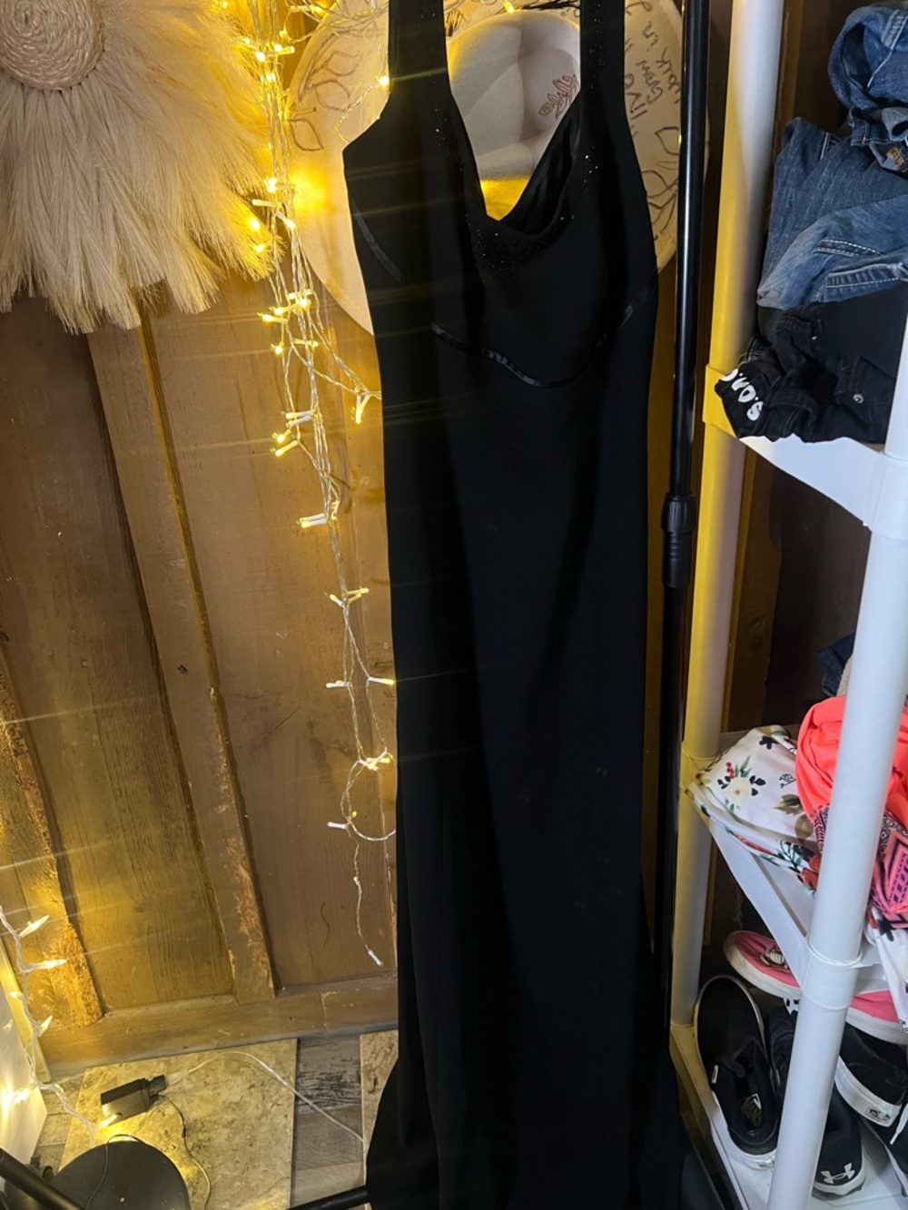 Ann Taylor Black Beaded Evening Dress